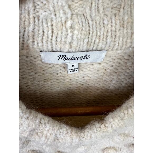 Madewell Women's Placed Bobble Mockneck Sweater Long Sleeve Beige Size Medium - Picture 6 of 8